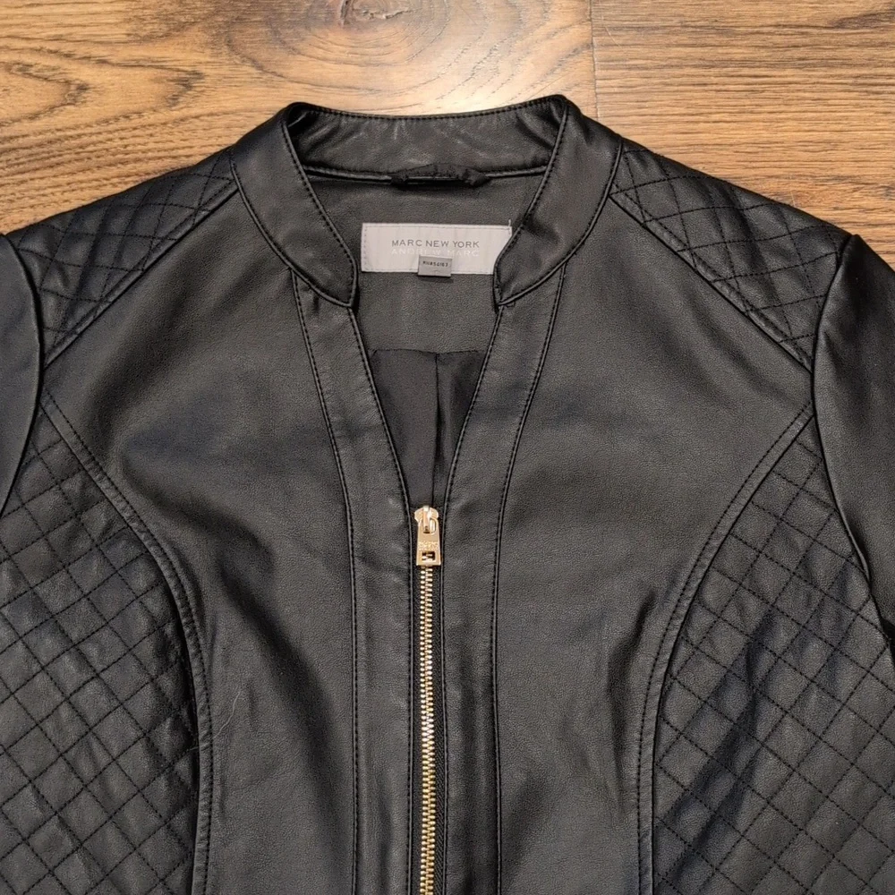 Women's Marc New York black faux leather jacket size M - Picture 2 of 6